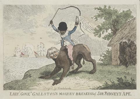 Isaac Cruikshank Lieu(tenan)t Gove(rne)r Gallston's Monkey Breaking of Sir Sydney's Ape