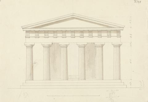 Sir Robert Smirke the younger Architectural Sketch of Building with Doric Columns
