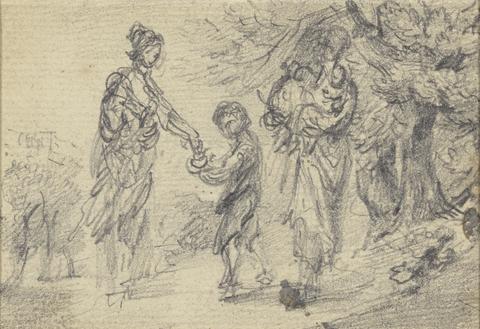 Gainsborough Dupont Landscape with two woman and child