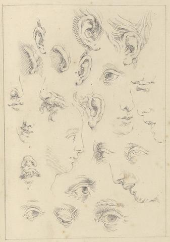Hamlet Winstanley Various Sketches of Eyes, Ears, and Profiles