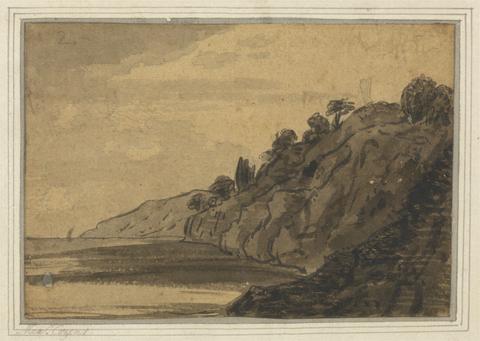Alexander Cozens Coastal Scene with Wooded Cliff