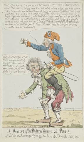 unknown artist A Member of the Riding House at Paris, Delivering an Harangue from the Shoulders of a French Citizen