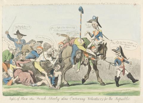 Isaac Cruikshank Rights of Man Alias French Liberty Alias Entering Volunteers for the Republic (from: Caricature, vol. 3) ( from: Caricature, vol. 3)
