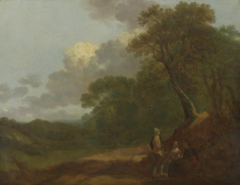 Thomas Gainsborough RA Wooded Landscape with a Man Talking to Two Seated Women