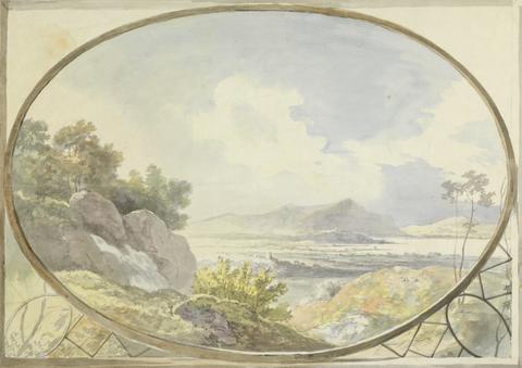 George Barret RA Landscape Set in an Oval (Mountain Landscape Through an Oval Window)