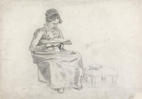 Cornelius Varley Girl Reading a Book