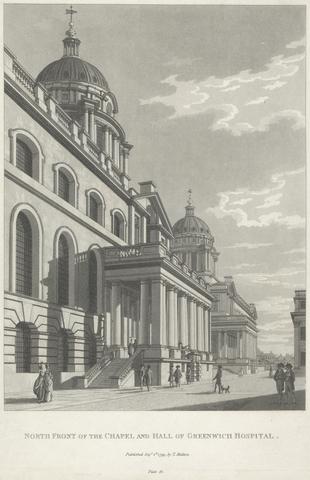 Thomas Malton North Front of the Chapel and Hall of Greenwich Hospital