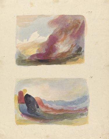 Thomas Sully Two Drawings on One Sheet: Landscape - Color Wash, Titian (no. 9); Landscape - color wash, Rubens (no. 10)