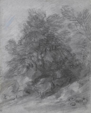 Thomas Gainsborough RA Wooded Landscape with Herdsman, Cows and Cottage