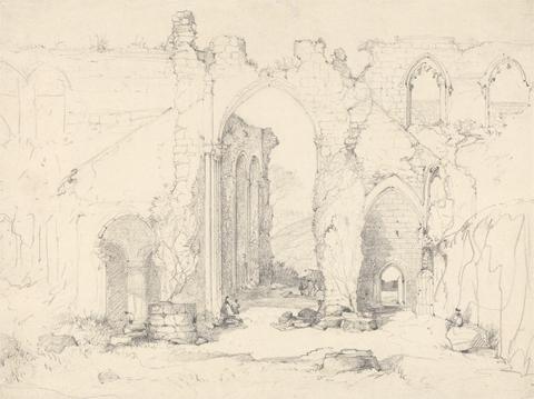 Visitors at a Ruined Abbey