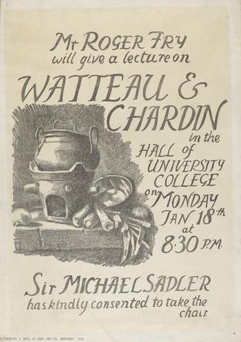 Roger Fry Poster for lecture on Watteau and Chardin, 1932