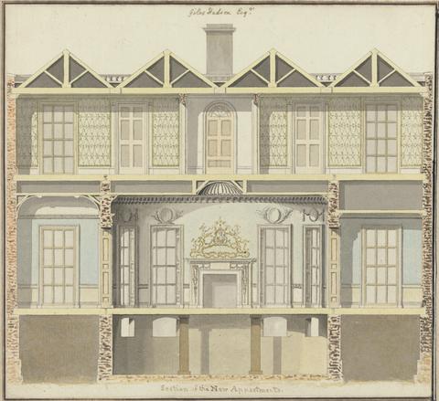 William Wickham Unidentified House for Giles Hudson, Putney, Surrey: Section of the New Apartments