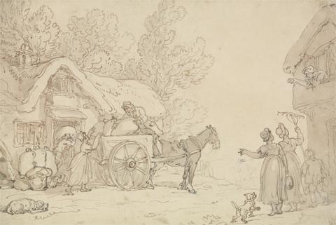 Thomas Rowlandson Loading Sacks into a Cart
