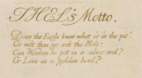 William Blake The Book of Thel, Plate 1, "Thel's Motto . . . ."
