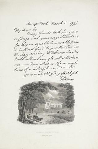 Charles John Smith The Residence of George Stevens, F.R.S. and Copy of a Letter of his dated 1774