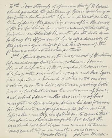 John Werge Letter from John Werge dated 30th May 1898 to Adams (two page ms)