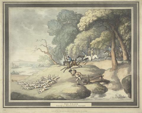 Thomas Rowlandson Fox-hunting [set of four]: 3. Fox Chase / Scene near maidenhead thicket