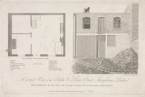 Abraham Wivell A Correct View of the Stable etc. in Cato Street, Marylebone London