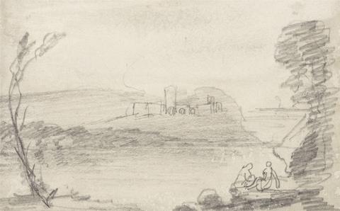 John Sell Cotman Ruin on a Lake, in the Manner of Richard Wilson