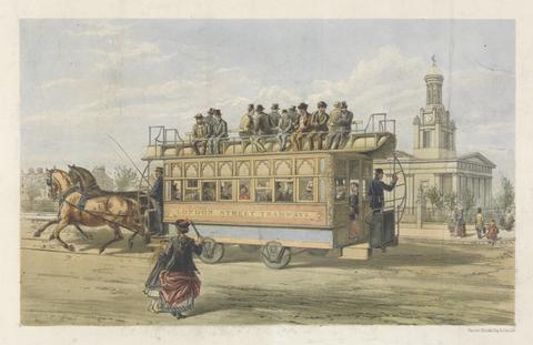unknown artist London Street Tramways, Passing in front of Scane Chruch, Marylebone Road