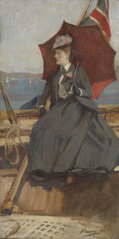 Sir John Lavery On the Clyde - Study of Lady Glen Coats