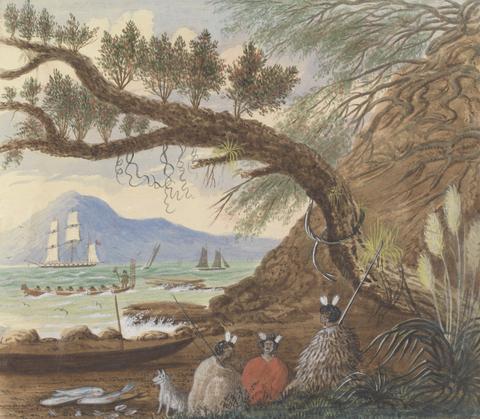 Lt. Gen. Charles Emilius Gold View near Auckland: Three Maoris and a Dog