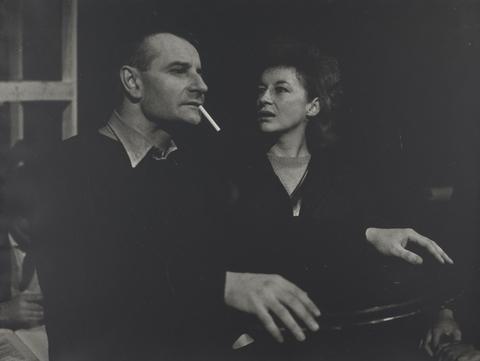 Lewis Morley Zoë Caldwell and Lindsay Anderson, during Rehearsals for 'Trials' by Logue, Royal Court Theatre, London