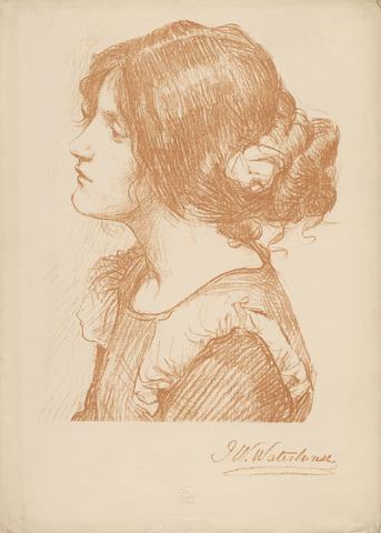 John William Waterhouse Head of a Woman (Various lithographs from 'The Studio' journal)