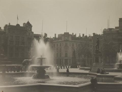 Emil Otto Hoppé Fountains in Trafalgar Square, London