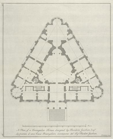 Paul Fourdrinier A Plan of a Triangular House Designed by Theodore Jacobsen Esqr.
