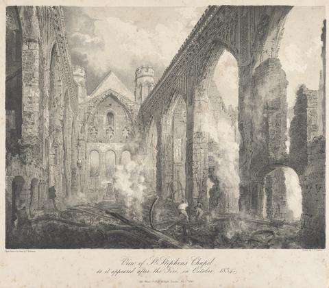 Frederick Mackenzie View of St Stephen's Chapel as it appeared after the Fire in October 1834