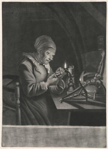 unknown artist An Old Woman Repairs Her Spinning Wheel
