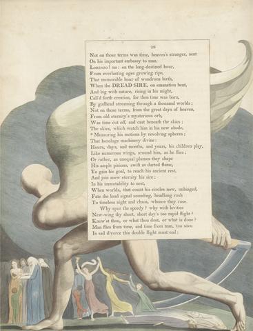 William Blake Young's Night Thoughts, Page 26, "Measuring His Motions by Revolving Spheres"