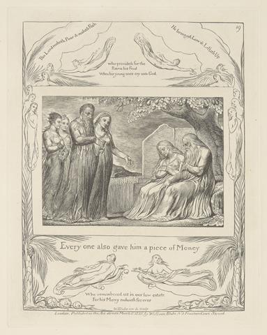 William Blake Book of Job, Plate 19, Every One also Gave Him a Piece of Money