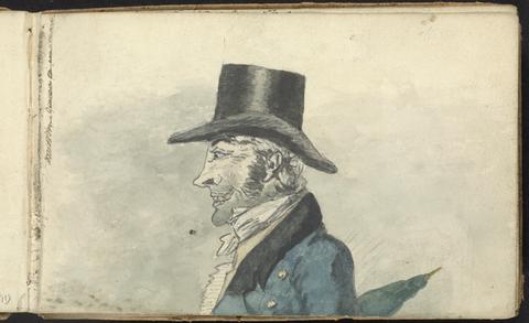 Album of Landscape and Figure Studies: Profile of a Man with an Umbrella
