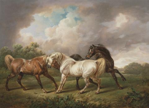 Charles Towne Three Horses in a Stormy Landscape
