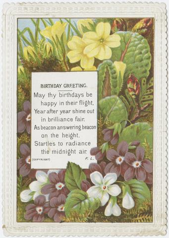  [Birthday card with floral illustration].