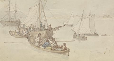 Thomas Rowlandson Pleasure Boats in an Estuary