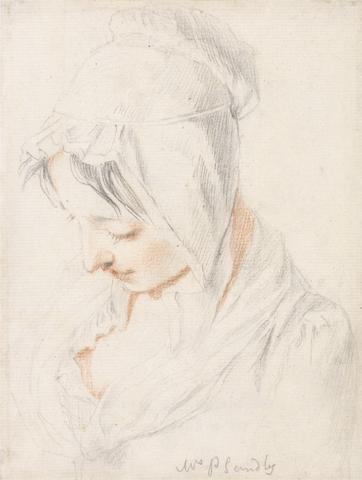 Paul Sandby RA Head of a Woman, Study for The Bible Lesson