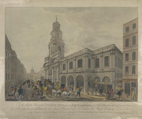 Francesco Bartolozzi RA Accurate Perspective View of the Outside of the Royal Exchange in London