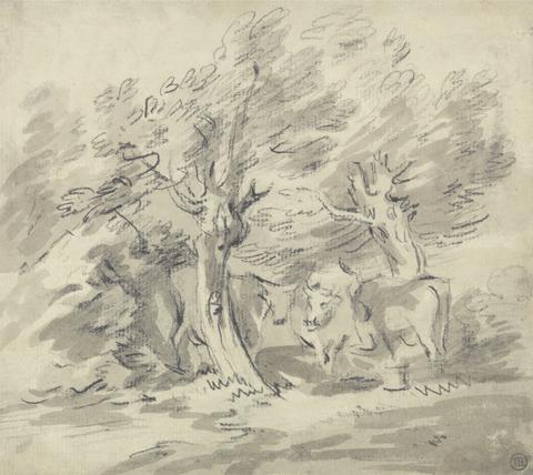unknown artist Three Cows Standing Under a Group of Trees