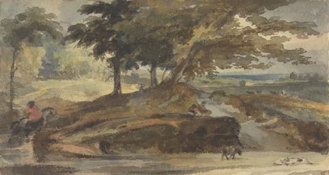 Thomas Sully Landscape with Knoll with Trees, Figure on Horseback