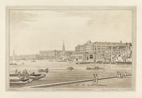 Joseph Constantine Stadler View of Somerset Place, the Adelphi, and Church from the Temple-garden