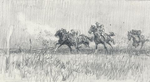 Gilbert Joseph Holiday Racehorses at Exercise, Possibly at Newmarket