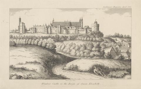 John Swaine Windsor Castle in the Reign of Queen Elizabeth, engraved for Gentleman's Magazine