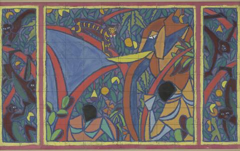 Charles Ginner Design for Tiger Hunting Mural in the Cabaret Theatre Club