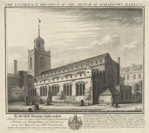 William Henry Toms The Southeast Prospect of the Church of All Hallows Barking. Eastern Outer Suburb.