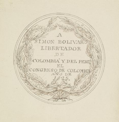 Edward Francis Burney Design for Commemorative Medallion for Simon Bolivar