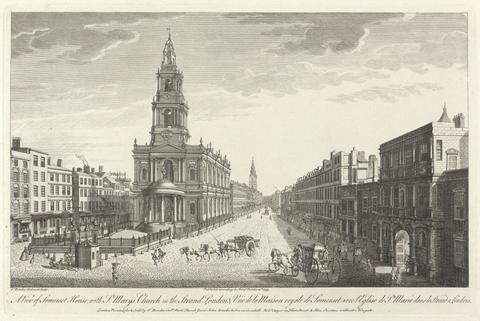 Thomas Bowles A View of Somerset House with St. Mary's Church in the Strand, London