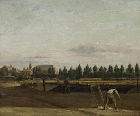 John Seguier Excavating the Regent's Canal, with a View of Marylebone Chapel